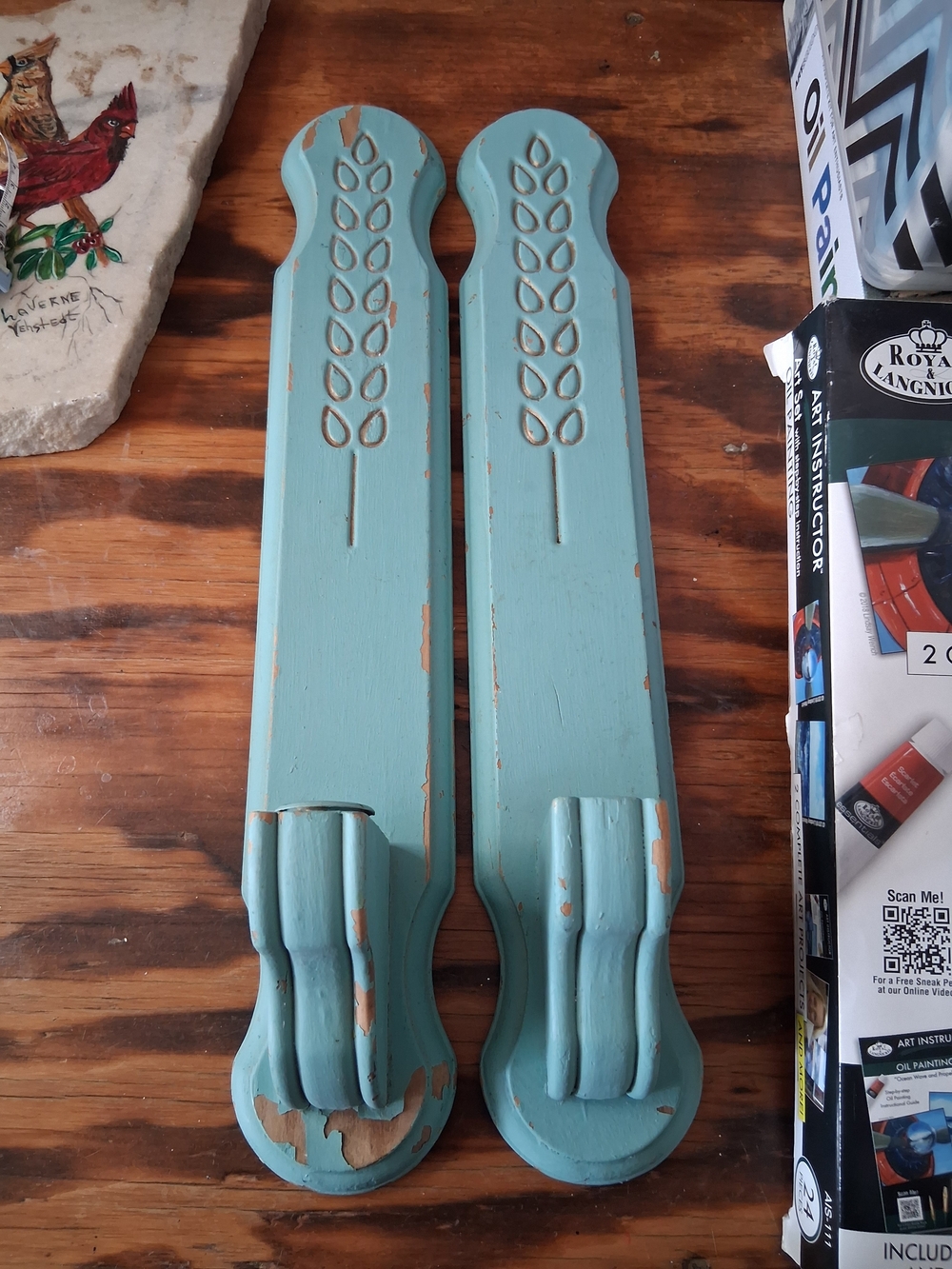 Vintage-Style Teal Wall Decor Sconces (Pair)